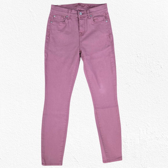 7 for all mankind Mauve Pink High Waisted Ankle Color Skinny 7FAM Jeans Size 26 - Picture 2 of 8